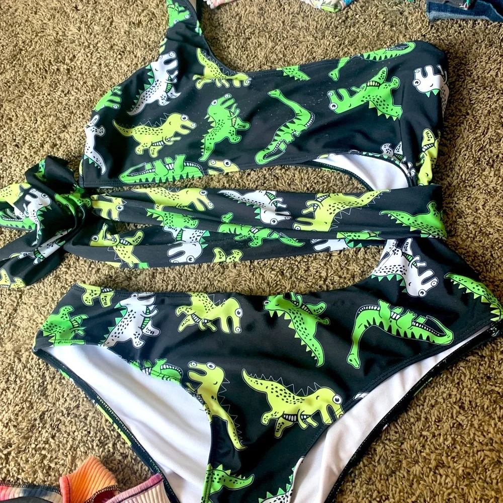Dinosaur monokini with tie on side - Picture 1 of 5